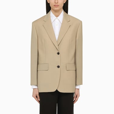 Prada Rope-Coloured Single-Breasted Jacket In Wool And Mohair Women