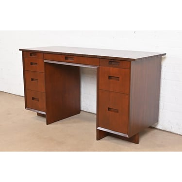 Frank Lloyd Wright Taliesin Mahogany Double Pedestal Desk, Newly Refinished