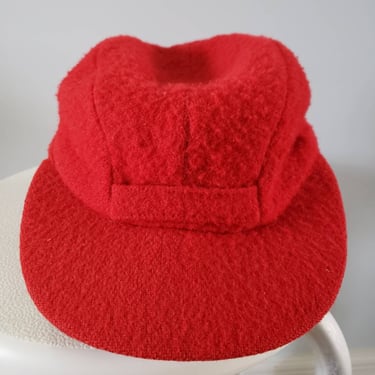 Vintage 1950s Woolrich Cloth Red Wool Hat with Chamois lining Stamped inside EXTREMELY RARE FIND 