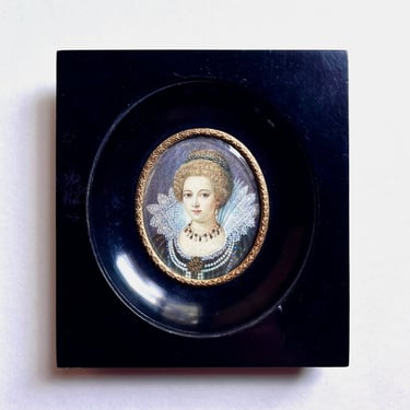 Vintage Italian Miniature Renaissance Revival Portrait of Gabrielle d’Estree 