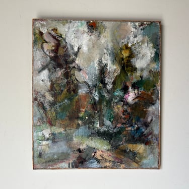 1960's Valerie Stevens Expressionist Abstract Oil on Canvas Painting, Framed 
