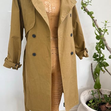 Camel Trench Coat Double Breasted | Women’s Size Medium | Classic Long Coat 