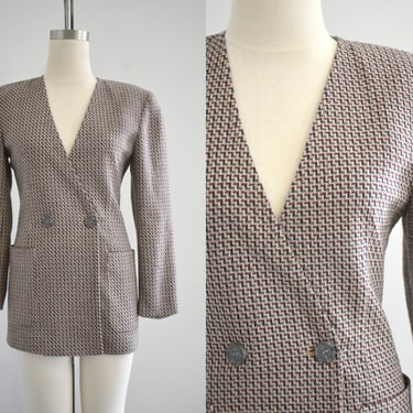 1980s Krizia Wool Blend Chevron Jacket 