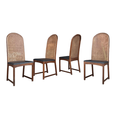 Set of 4 Milo Baughman Curved Cane Back Chairs