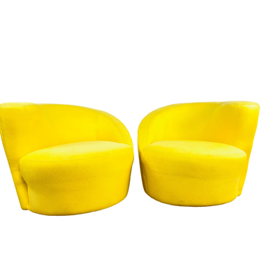 #1008 Pair of Asymmetrical Nautilus Swivel Chairs in the Style of Kagan