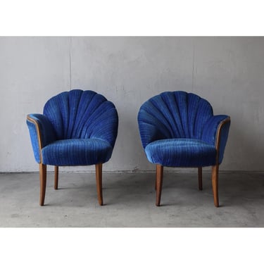 Pair of Art Deco Shell Back Lounge Chairs - Grosfeld House 