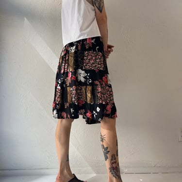 90s Rayon Patchwork Mini Skirt / Medium 
