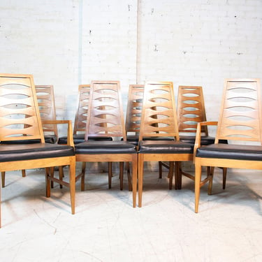 Vintage mid century modern set of 8 dining chairs w/ tall back by Young&Co | Free delivery in NYC and Hudson valley 