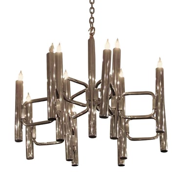 1960s Italian Mid Century Modern Chrome Chandelier of the Modulo Collections