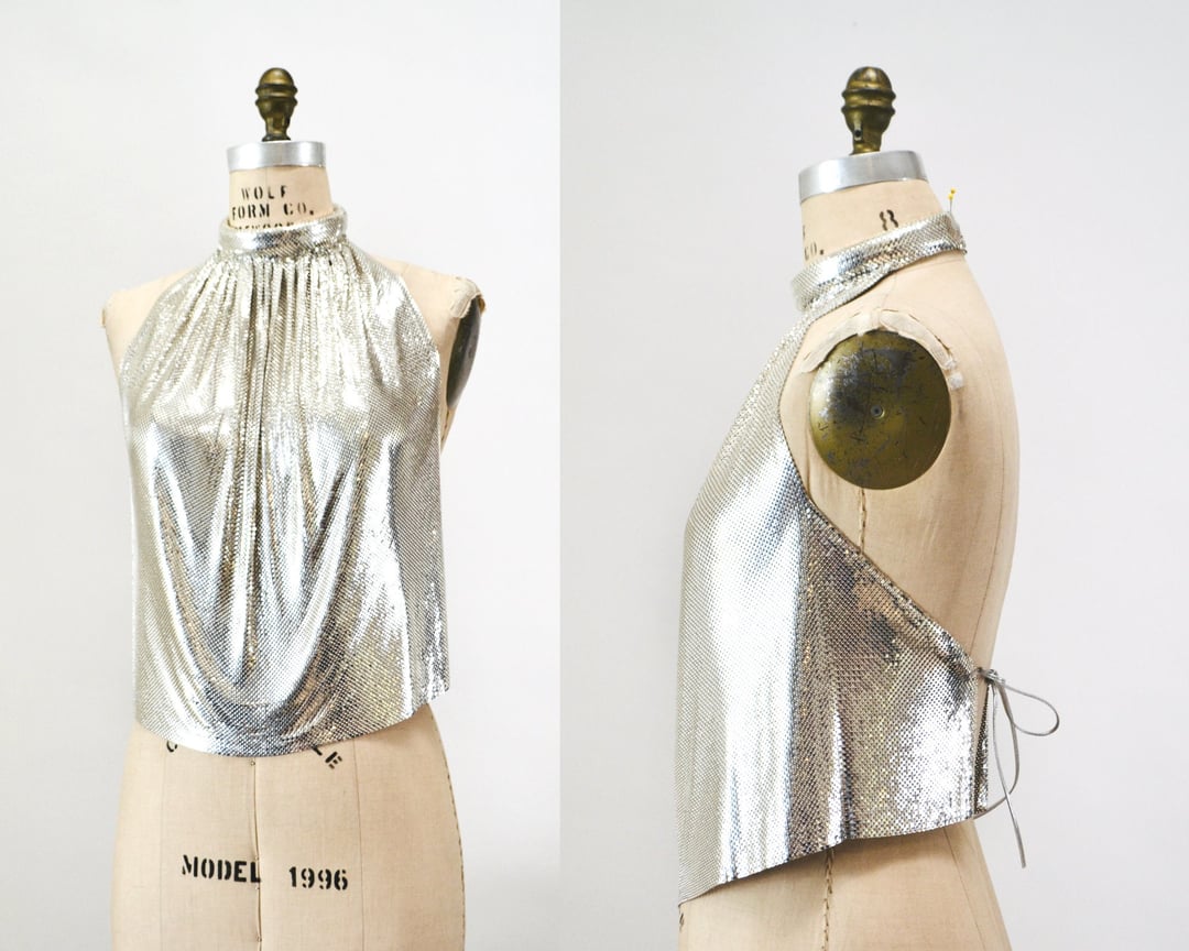 Vintage Whiting & buy Davis gold metal halter top