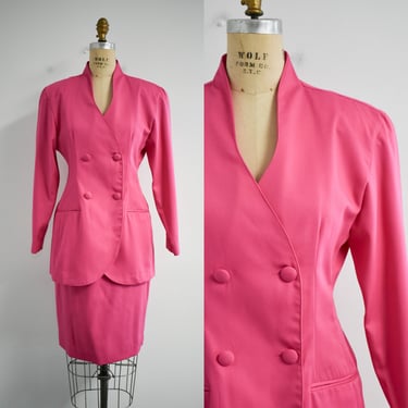 1980s David N. Pink Skirt Suit 