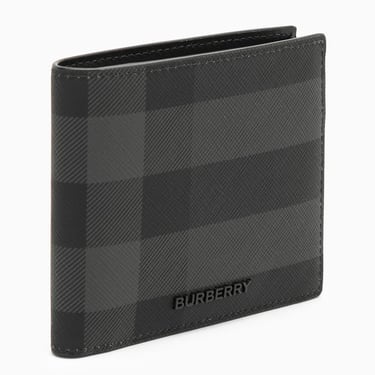 Burberry Check Pattern Charcoal Grey Wallet Men