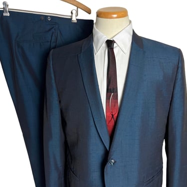 Vintage 1960s 2pc Atomic Fleck SHARKSKIN Suit ~ size 38 to 40 S ~ Jacket / Pants ~ Rockabilly / Mod ~ 