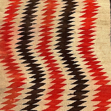 1920s Navajo Rug with Eye Dazzler Pattern - Antique Southwest Blanket - AS IS - Wall Hanger - 81" x 41" - Zig Zag Color Designs 