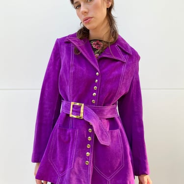 Plum Princess 60's Suede Snap Front Coat