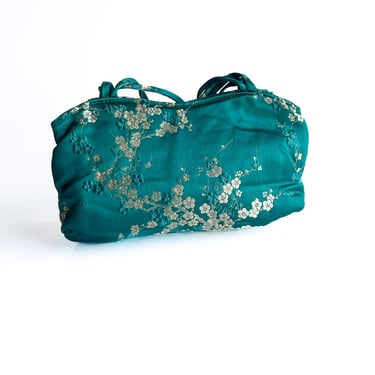 Y2K Emerald Green Traditional Chinese Floral Motif Handbag