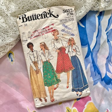 Vintage Sewing Pattern, Tiered Skirt, Prairie, Peasant, Cottage Core, Boho, Complete with Instructions, Butterick 5657 