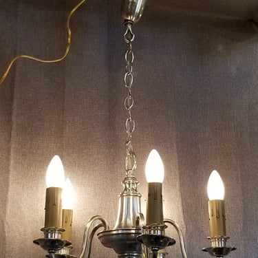Silver Plated 5 Arm Chandelier Rewired 18 x 29