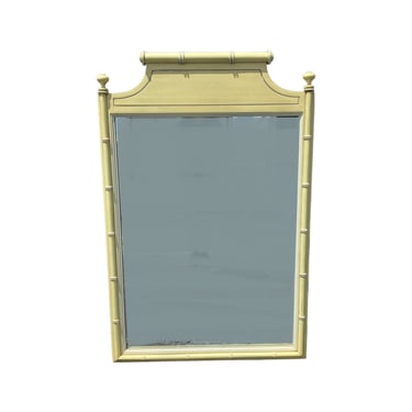 Henry Link Mirror 41x27 FREE SHIPPING Vintage Yellow Wash Faux Bamboo Coastal Hollywood Regency 