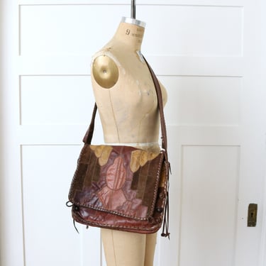 vintage 1970s CHAR leather bag • custom handmade boho hippie purse 