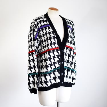 80s Houndstooth Cardigan - M/L/XL 