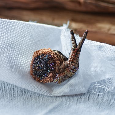 Embroidered Melting Snail Pin