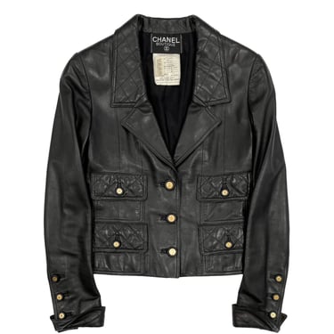 Chanel Black Leather Logo Jacket
