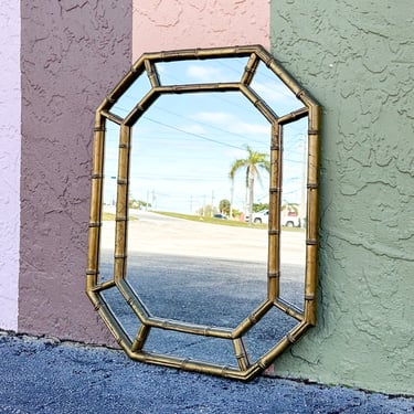 Faux Bamboo Octagon Mirror