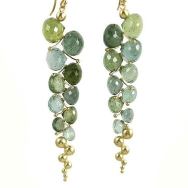 Rachel Atherley | Large Caviar Earring in 14k Gold + Moss Aquamarine