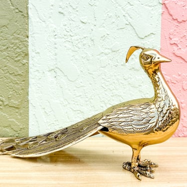 Large Brass Peacock
