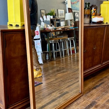 Mid Century Large Mirror in light Elm Wood tone