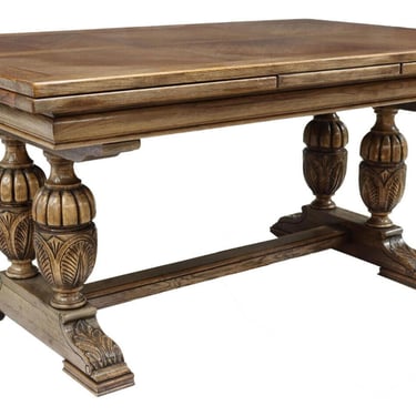 Table, Draw Leaf, French Renaissance Style, Oak, Marquetry, Vintage / Antique!!