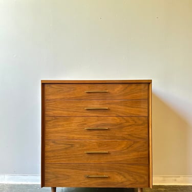 Vintage Mid Century Modern Walnut Highboy Dresser By John Stuart 