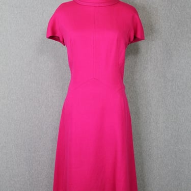 1960s Hot Pink Mockneck Secretary Dress - Shannon Rodgers for Jerry Silverman - 8/10 
