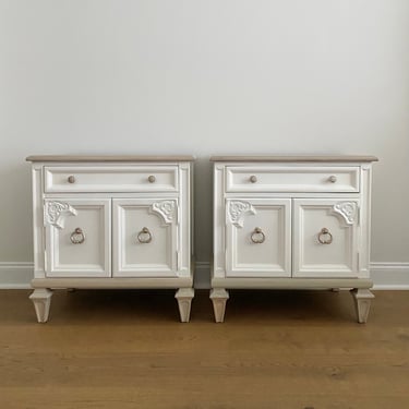 NEW - Matching Set of Nightstands, White End Tables, Vintage Bedroom, Side Tables 