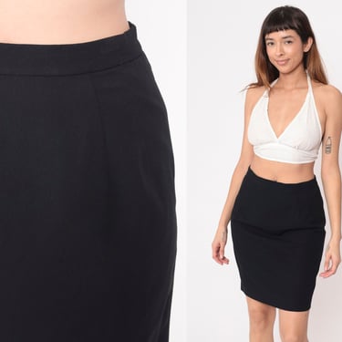 Black 90s pencil skirt best sale