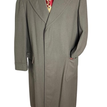 Vintage 1940s PEAKED LAPEL Wool Overcoat ~ size 40 R ~ Trench Coat / Topcoat ~ Union Made 