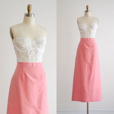 pink maxi skirt 90s y2k vintage iridescent pink taffeta silk skirt 