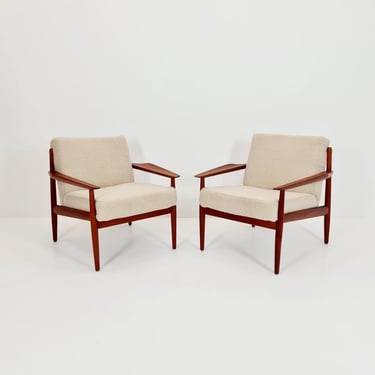 Mid century easy lounge chairs by Arne Vodder  For Glostrup  teak & brass, 1960s, Set of 2 