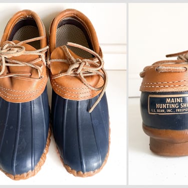 Vintage LL Bean preppy duck shoes | Maine Hunting Shoe, navy blue rain shoes, ladies 8, fits 8 - 8.5 