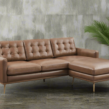 Castlery Isaac Reversible Brown/Cognac Leather Sectional Sofa FFE258-200