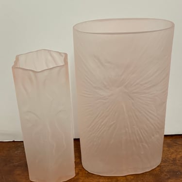 Art Deco Pink Frosted Vases 