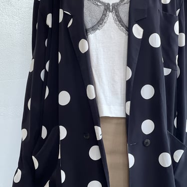 Oversized Black Polka Dot Blazer (M/L)