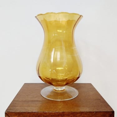 Vintage Delicate Yellow Glass Vase | Retro Vase | Foot Vase | Yugoslavia | 70s | 