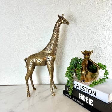 Tall Brass Giraffe Sculpture 