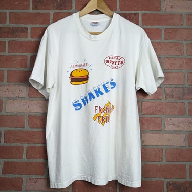 Vintage 90s Great Scotts Hamburgers and Shakes ORIGINAL Burger Joint Tee - Large 