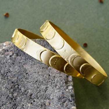 Yellow Gold-Plated Moon Phase Bangles