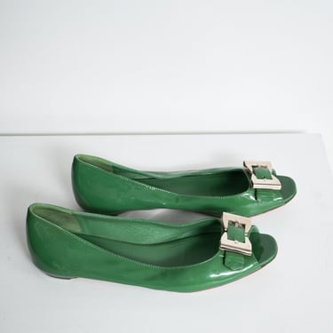 Emerald Open Toe Ballet Flats