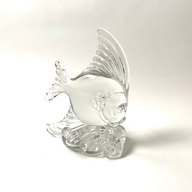 Vintage Clear Glass Fish Bookend by Heisey Perfect for Coastal Home or Bathroom Decor 