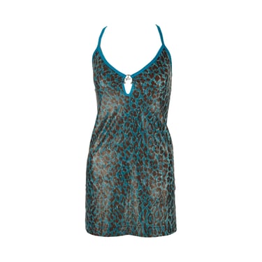 Dolce and Gabbana Blue Leopard Print Dress